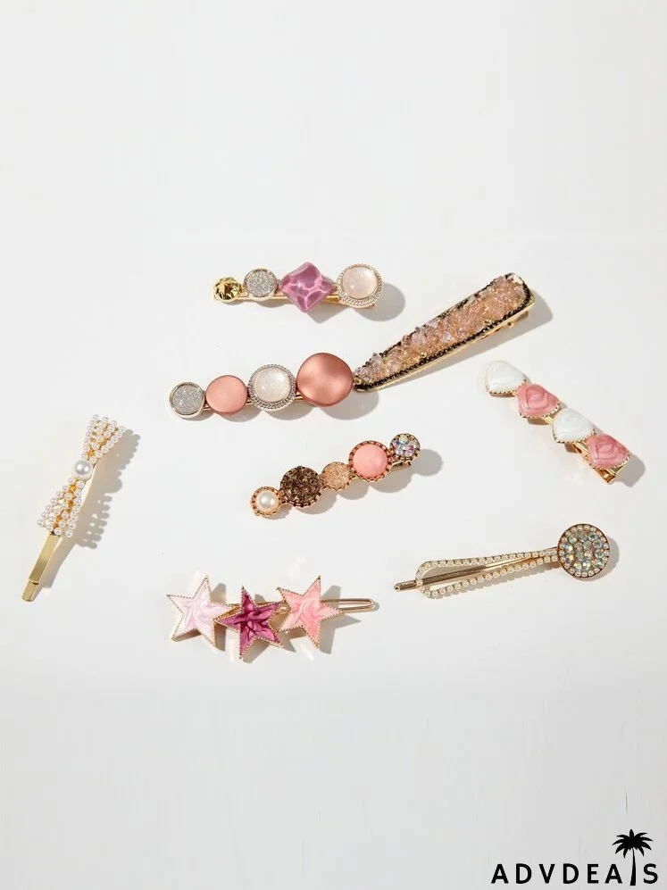 8pcs Star & Heart Decor Hair Clip
