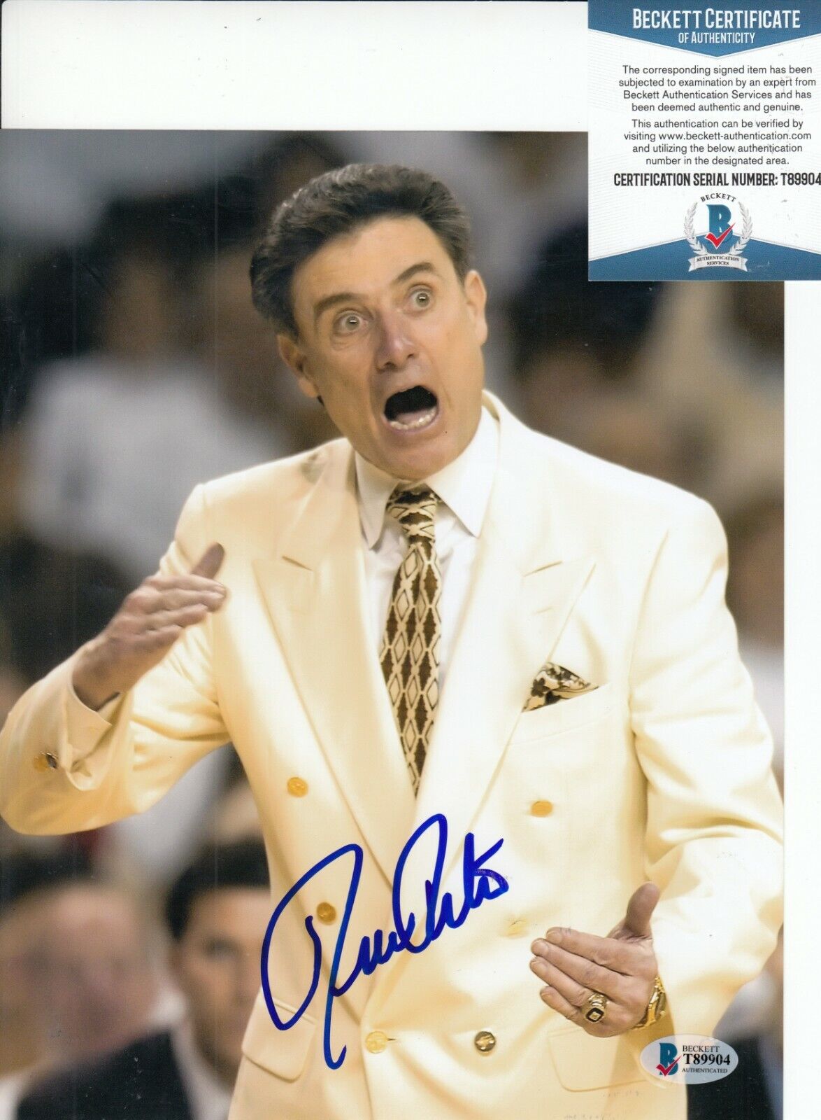 RICK PITINO signed (KENTUCKY WILDCATS) Basketball 8X10 Photo Poster painting BECKETT BAS T89904