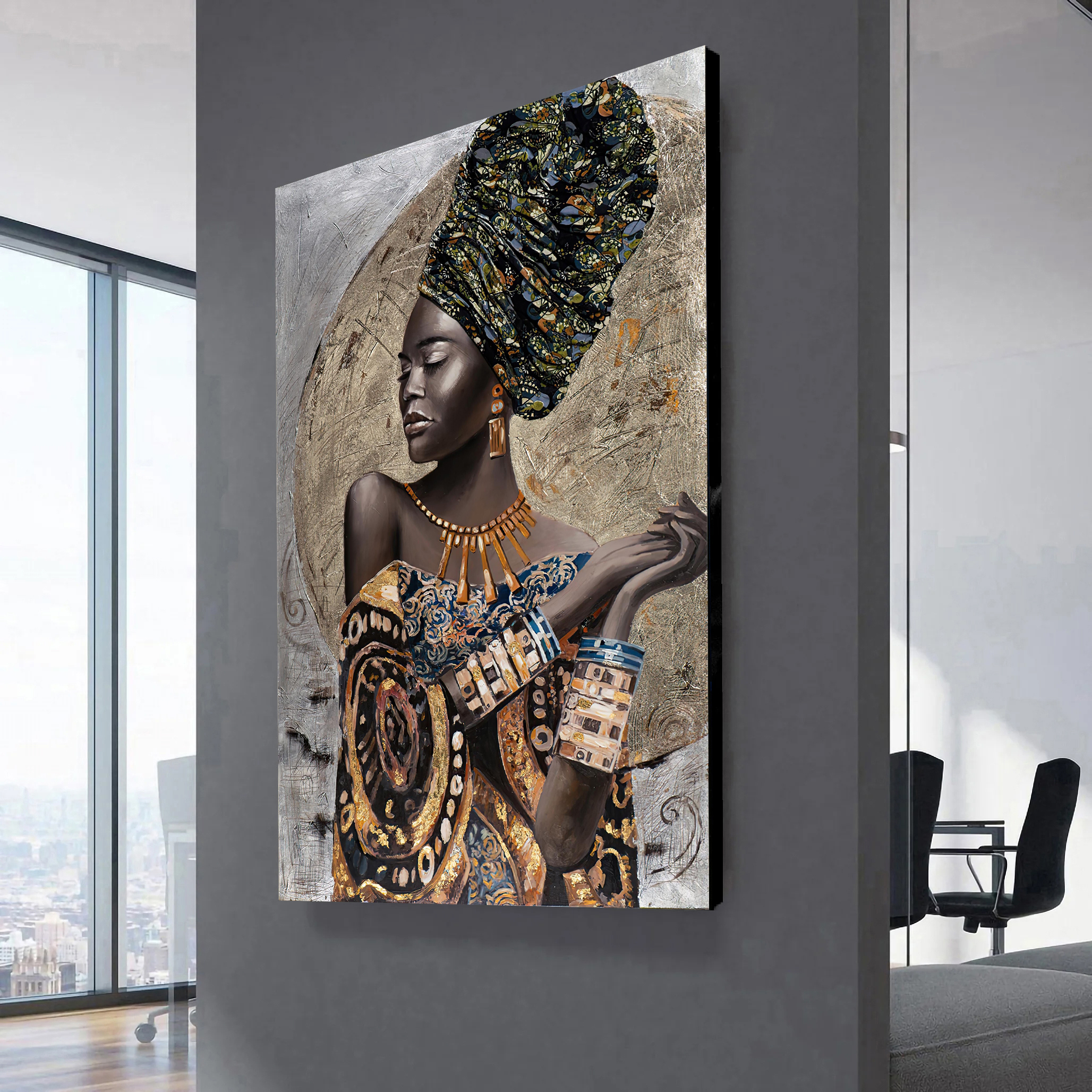 African American Women Wall Art - Elegant Black Woman Minimalist Wall Decor 