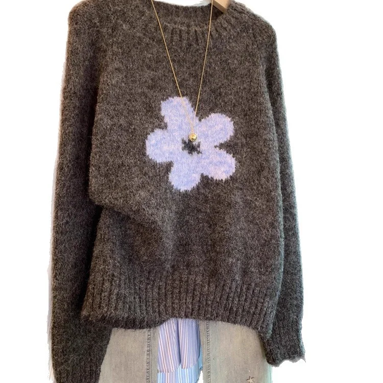 Athvotar Athvotar Girl Knitted Jersey Autumn Winter New Fashion Cut-Down Cute Sweater Top Woman