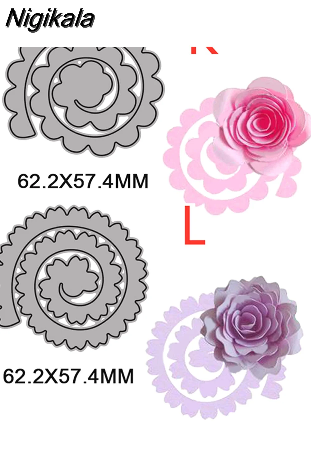 Nigikala Spiral Flower Garland Metal Cutting Dies for DIY Scrapbooking Album Decorative Crafts Embossing Paper Cards Making 2023 New