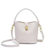 Elegant Plain Color Women's Cross Shoulder Bucket Handbag