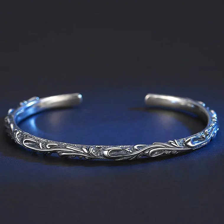 925 Silver Vintage Style Old Vine Couple Opening Plant Bracelet