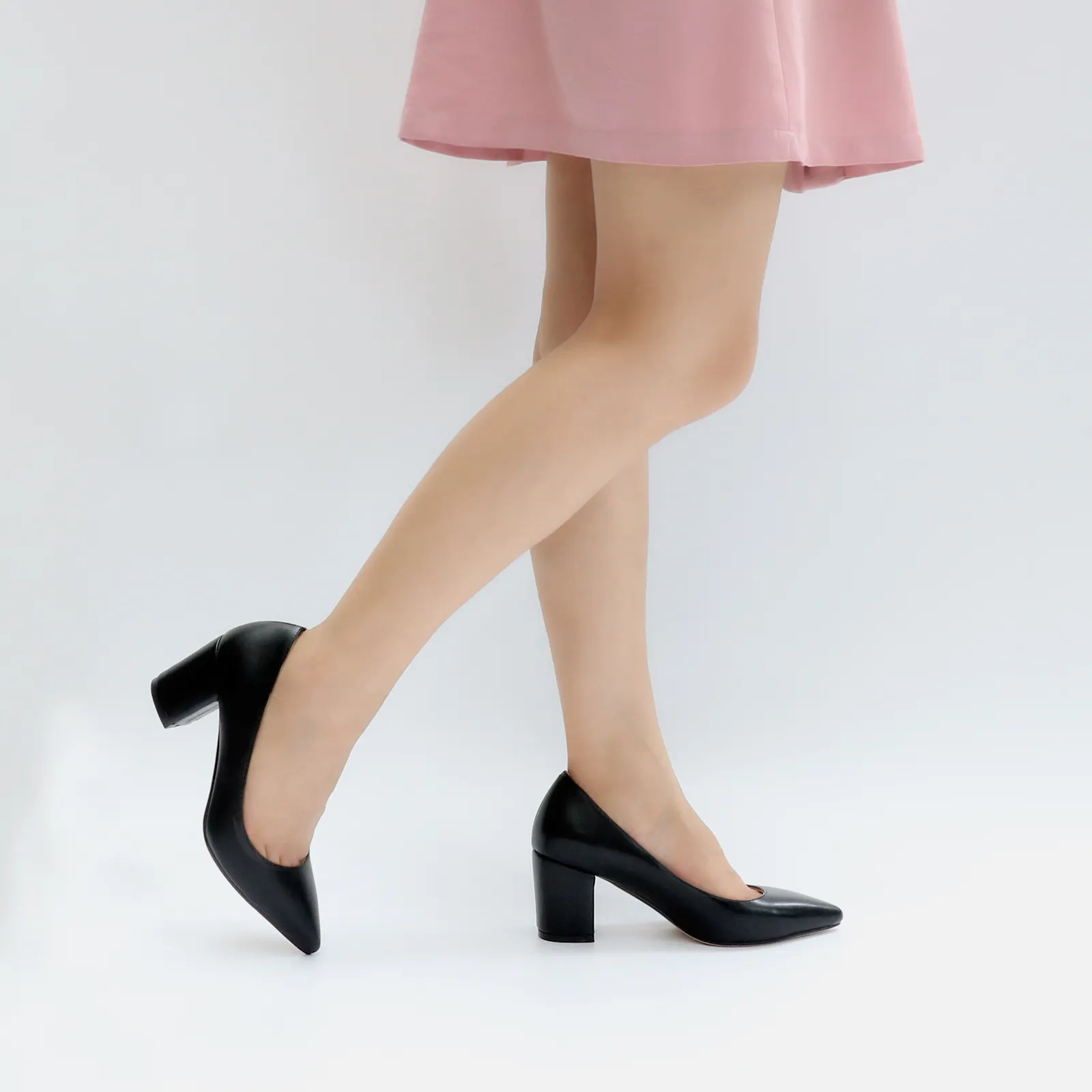 65mm Women Chunky Heels Comfortable Middle Block Heel Pumps-vocosishoes