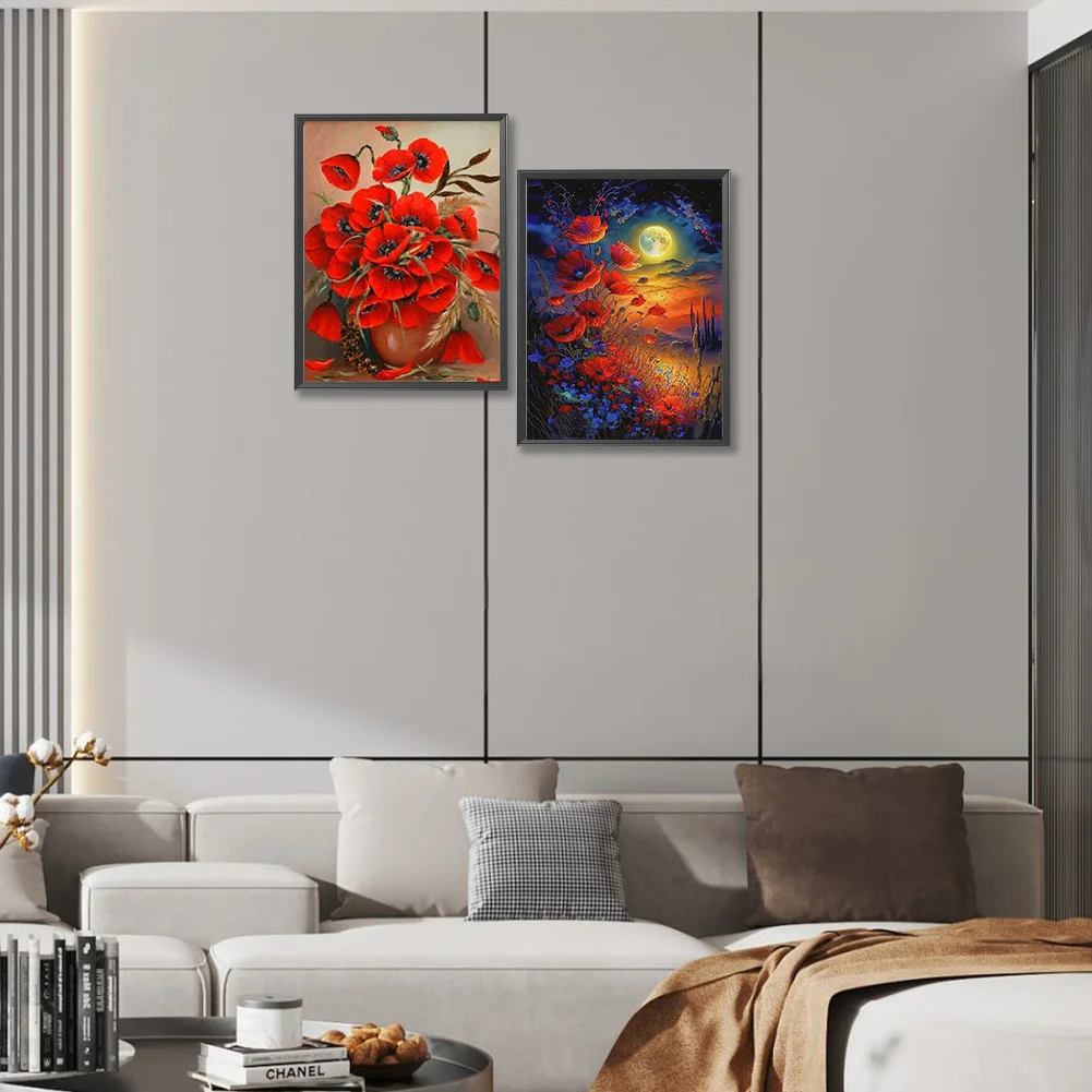 2pcs Diamond Painting - Full Round Drill - Poppy(Canvas|30*40cm)