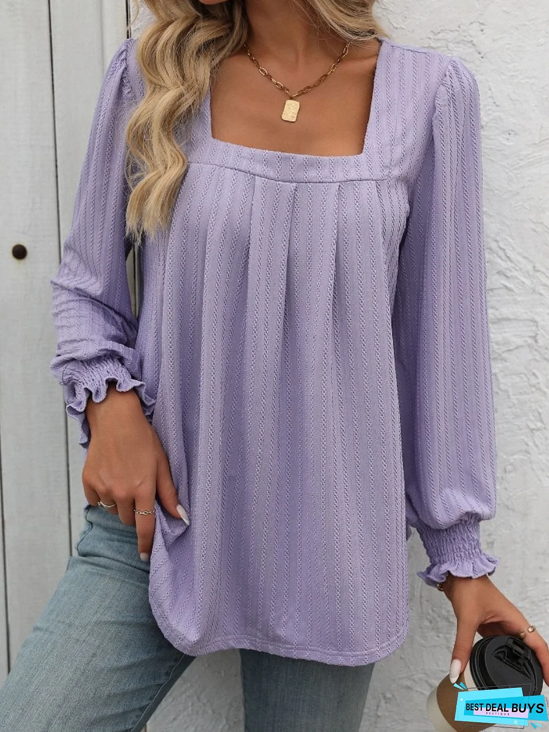Square Neck Long Sleeve Top