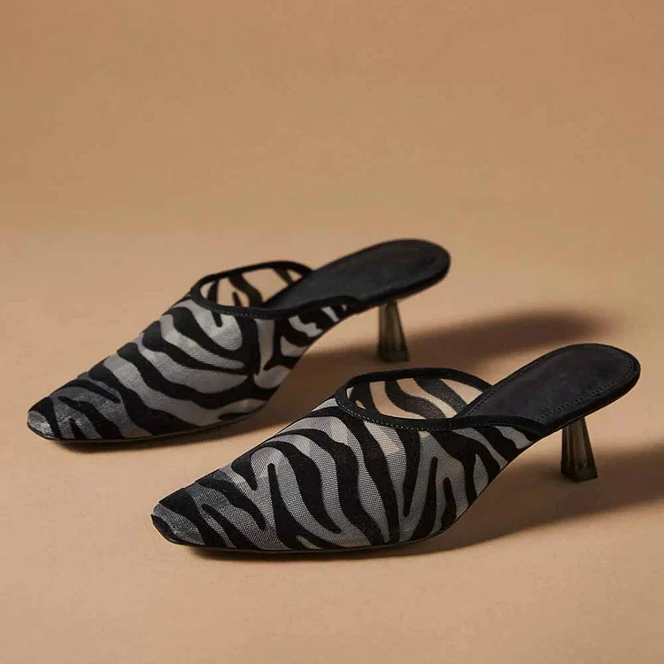 zebra print mules