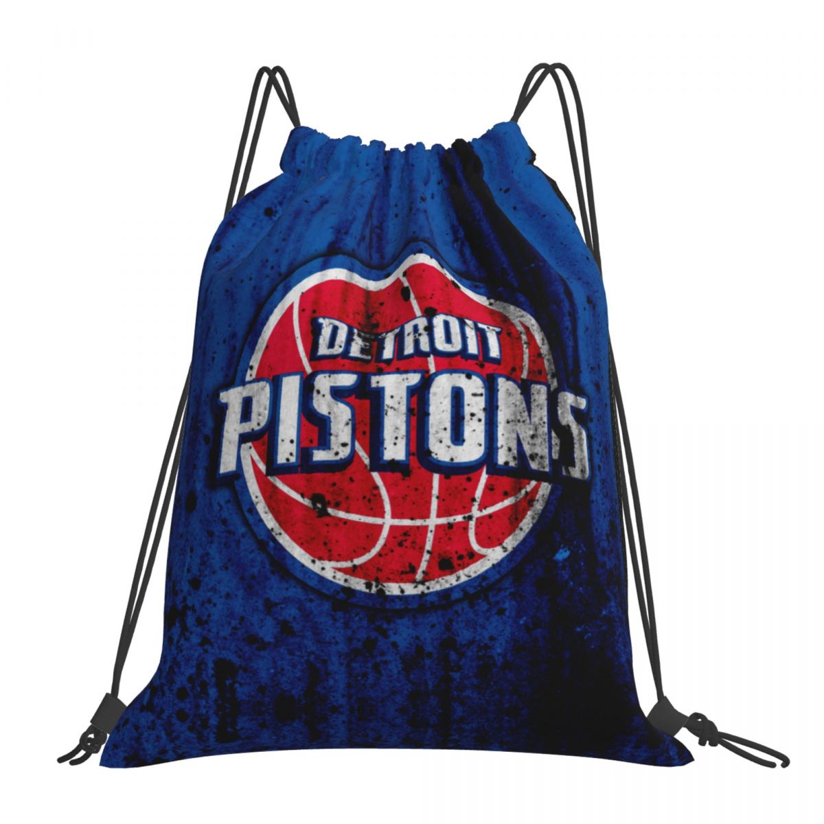 Detroit Pistons Grunge NBA Waterproof Adjustable Lightweight Gym Drawstring Bag