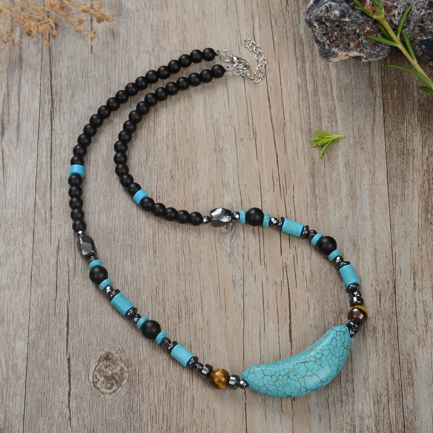 Unisex Vintage Turquoise Pendant N Necklace