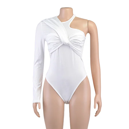 Buyergood costumes for womens carnival One Shoulder Sexy Backless Twist Bodysuits Women Long Sleeve Top Slim High Waist Bodysuit Club Party Streetwear Female Overalls