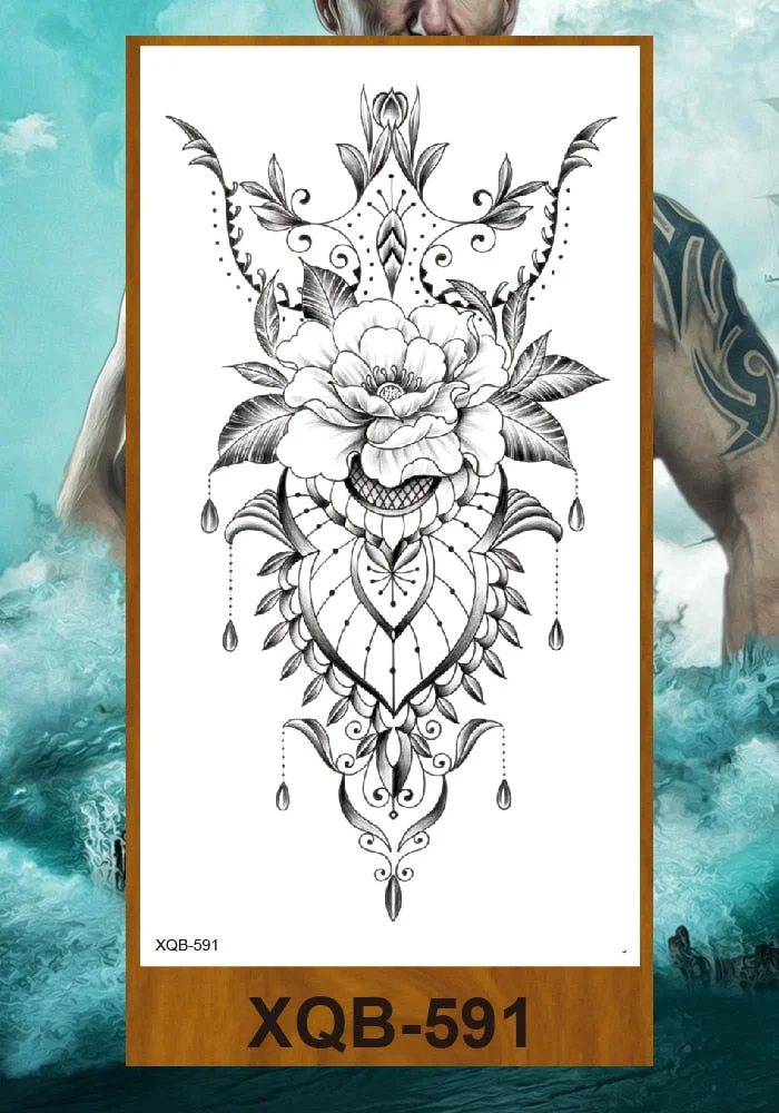 Temporary Tattoos Stickers Woman Arm Neck Chest Fake Necklace Tattos Girl Flower Cute Pussy Cat Body Makeup Waterproof Serpenti