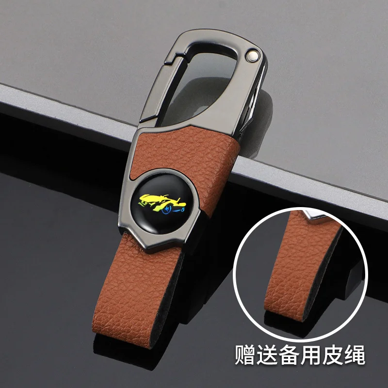 Car anti-theft pendant creative men's high-end keychain suitable for various car keys key leather chain ring