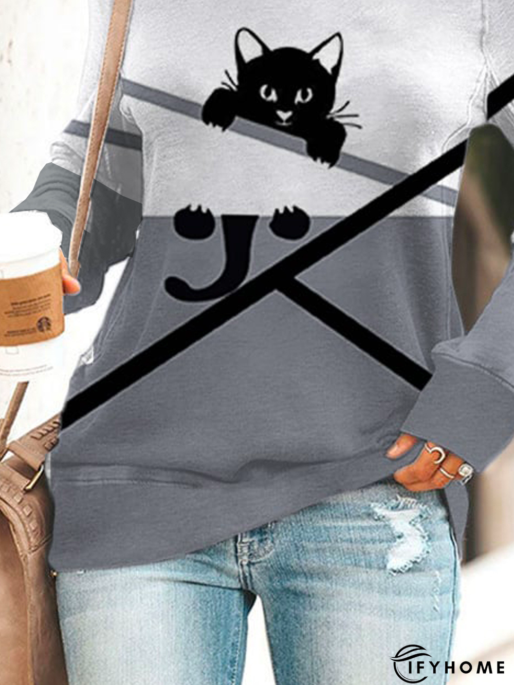 Loose Jersey Casual Crew Neck Sweatshirt | IFYHOME