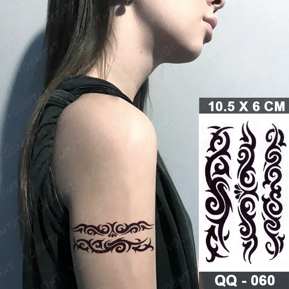 Waterproof Temporary Tattoo Sticker Lace Lotus Totem Flash Tatoo Black Henna Mandala Hand Wrist Fake Tatto For Body Art Women