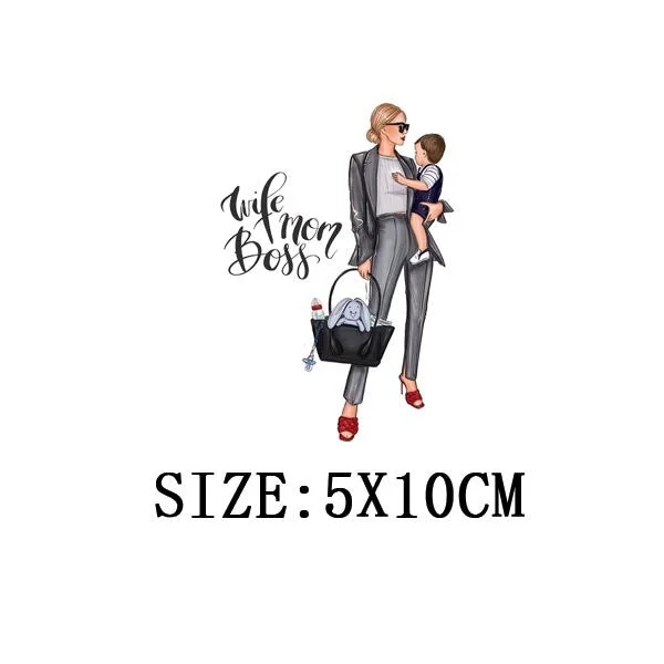 Mom&Children Thermal Stickers On T-shirt DIY Washable Patch On Clothes Lovely Design Iron On Transfer For Hoodies Hat Decoration