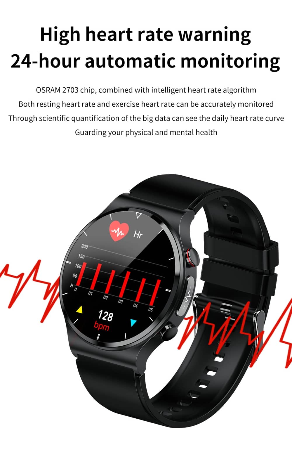 Findtime ECG Smart Watch with Blood Pressure Heart Rate Monitoring Body Temperature