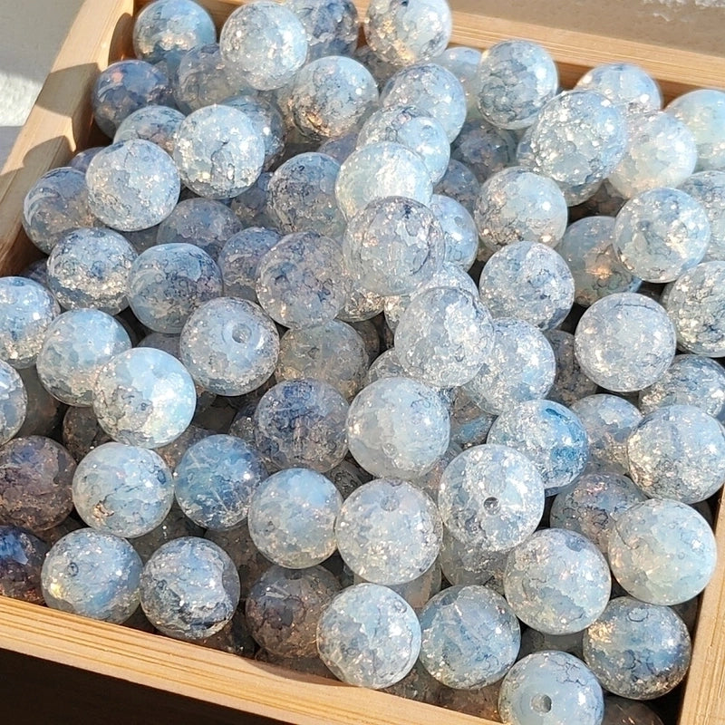 New 8/10mm Water Dyed Protein Jade Broken New Chinese Style Gold Sprinkling Glass Bead DIY Bracelet Ornament Straight Hole Beads Loose Beads