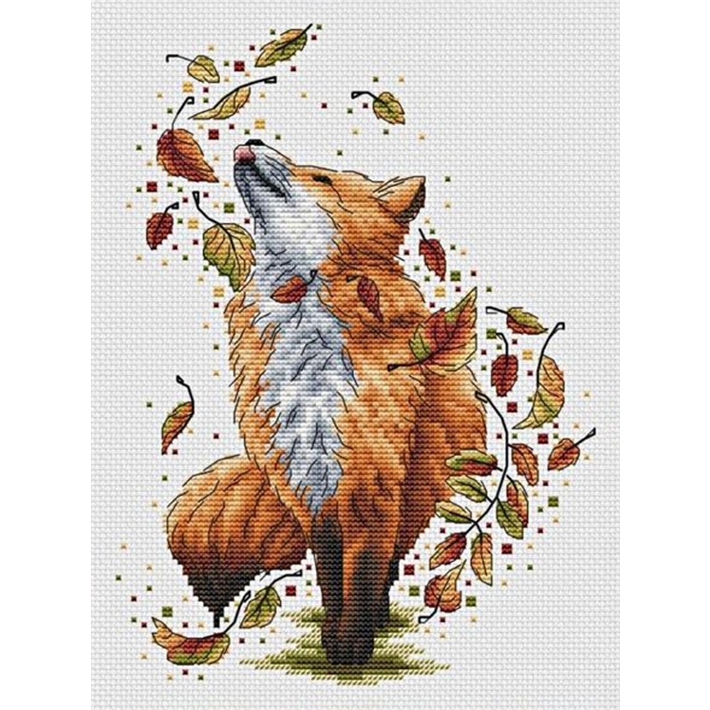 

Fox Autumn Leaves - 11CT Stamped Cross Stitch - 45*60CM, 501 Original