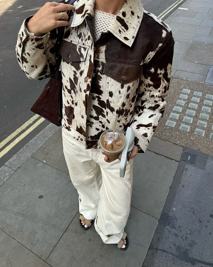 Cow lapel pocket jacket