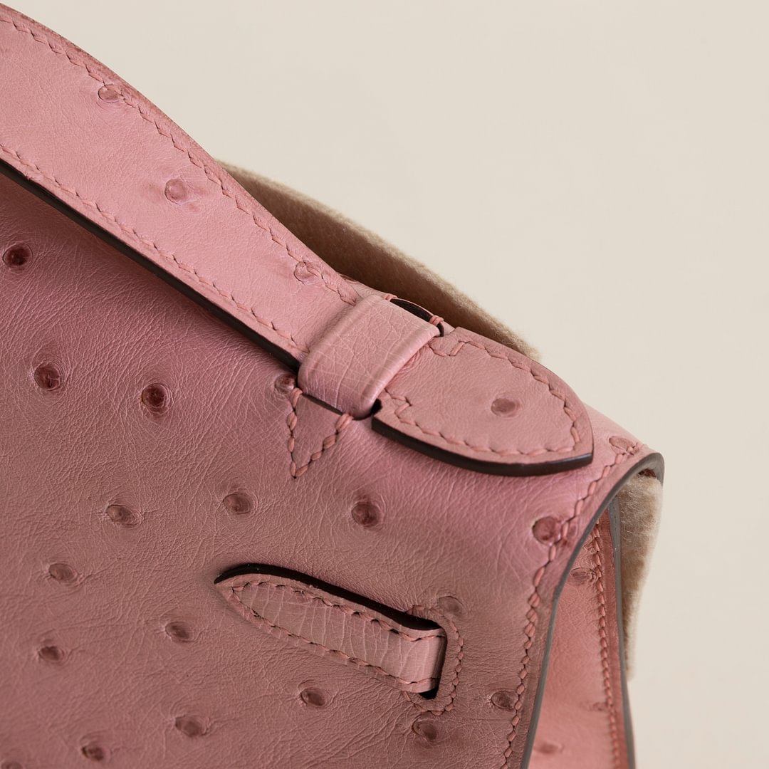 Kelly pochette Ostrich 94 Terre cuite GHW