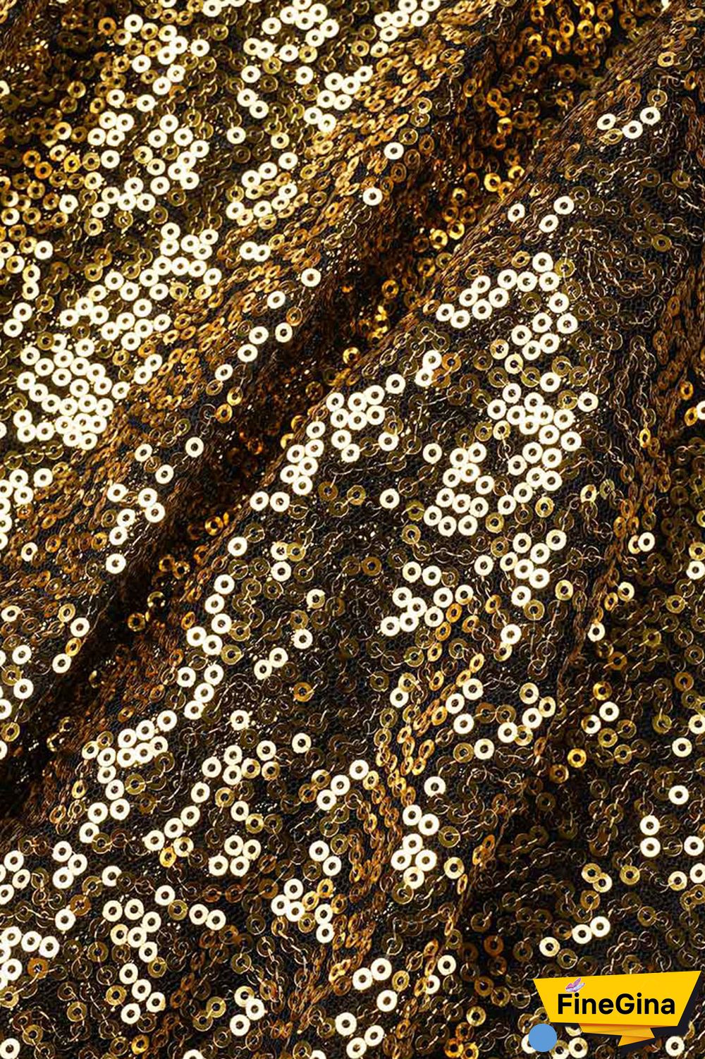 Champagne Sexy Solid Sequins Patchwork O Neck Long Sleeve Two Pieces