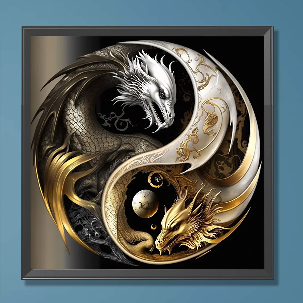 Diamond Painting - Full Round Drill - Yin Yang Dragon(30*30cm)