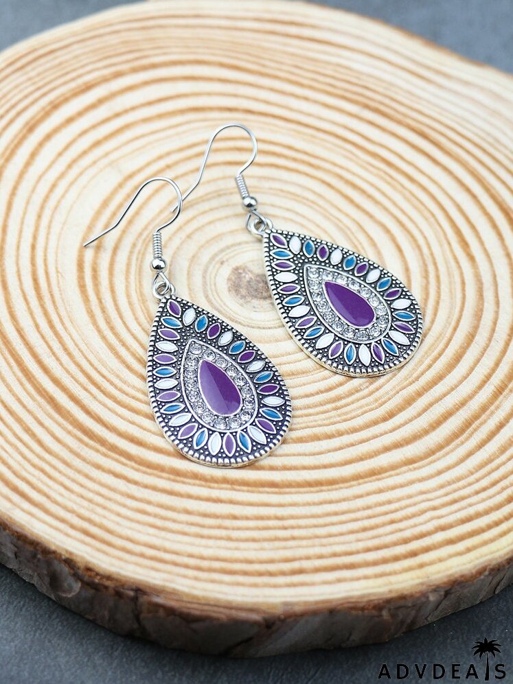 3pairs Water Drop Decor Drop Earrings