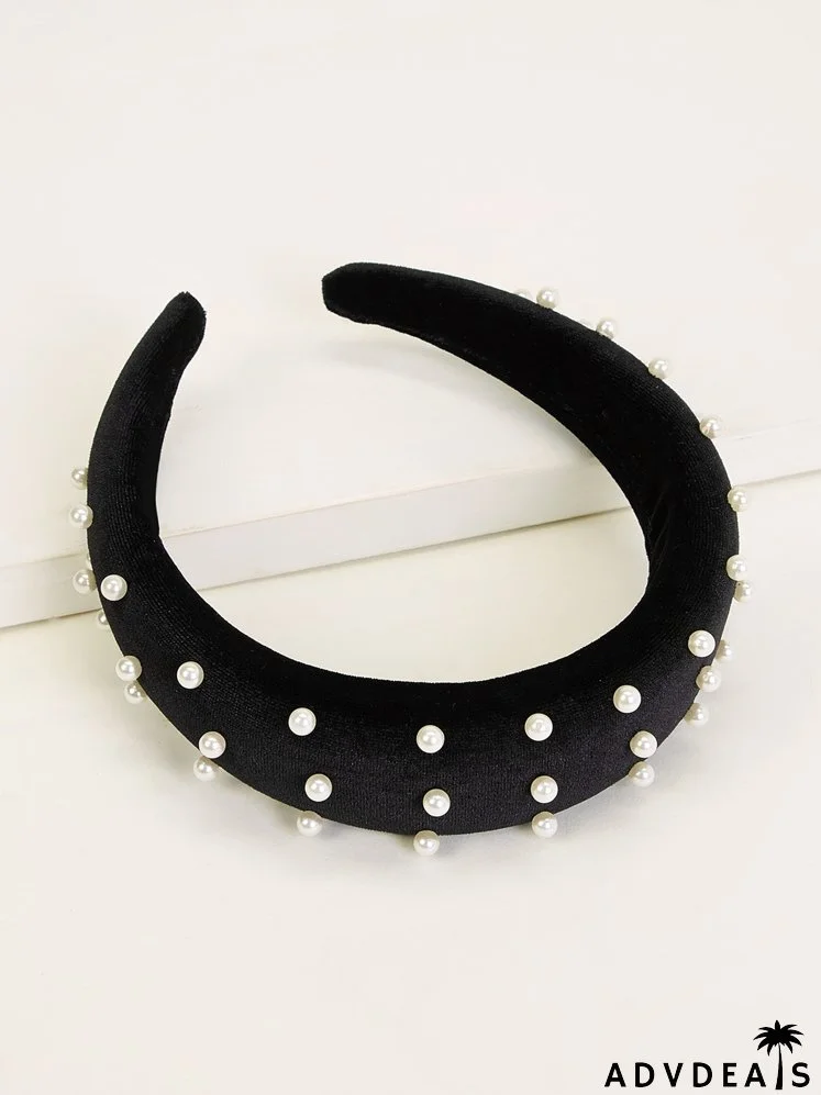 Faux Pearl Decor Padded Headband