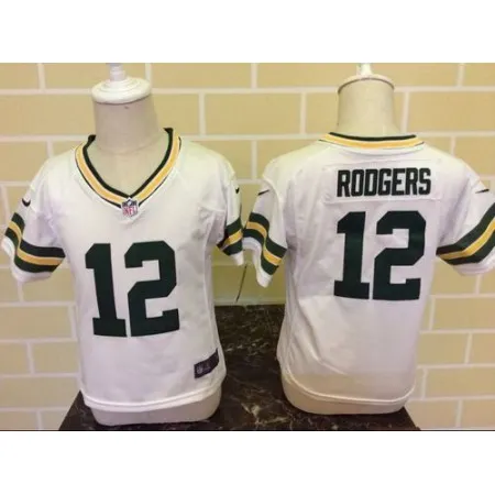 Toddler  Packers #12 Aaron Rodgers White Stitched NFL Elite Jersey