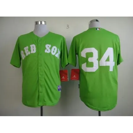 Red Sox #34 David Ortiz Green Cool Base Stitched MLB Jersey