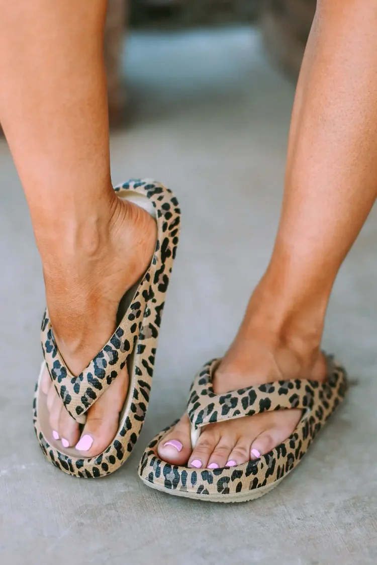 leopard print flip flops