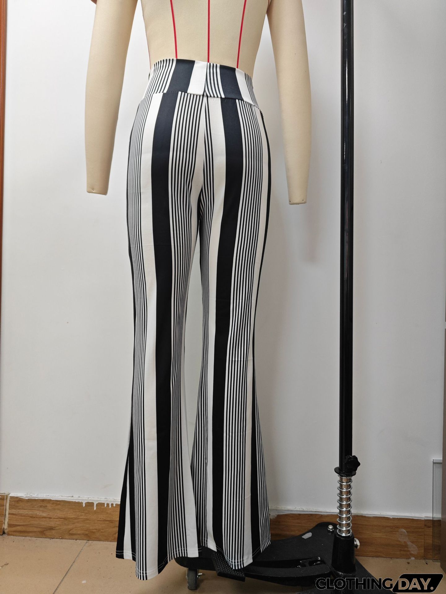 Multicolor Striped Frayed Edge Flare Jeans