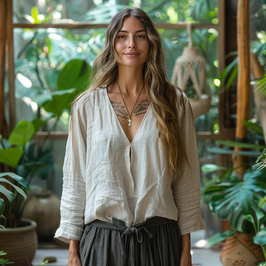 Simple V-neck Long-sleeved Linen Shirt, Comfortable, Lazy And Breathable Linen Top