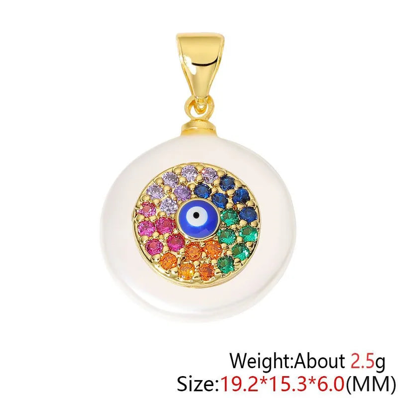 1 Piece 15.3*19.2mm Copper Zircon Heart Shape Eye Crab Pendant Jewelry Accessories