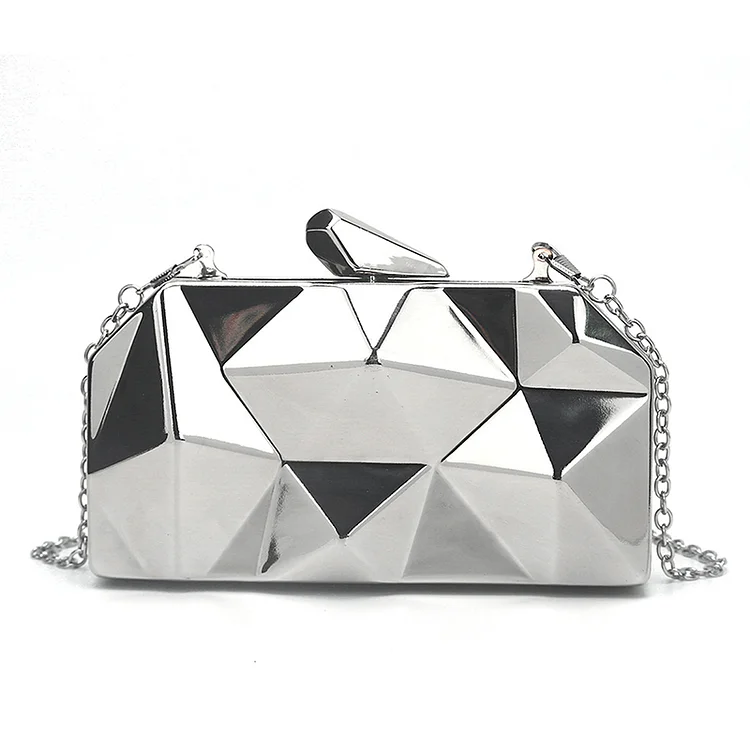 Fashion Geometric Metallic Square Bag-Silver