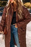 Women's Winter Thick Quilted Puffer Stand Neck Long-length Coat