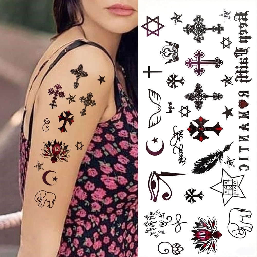 Inspired Quotes Letter Temporary Tattoos Kits For Kids Women Fake Infinity Tattoo Sticker Feather Black Cute Tatoo Tiny Hands