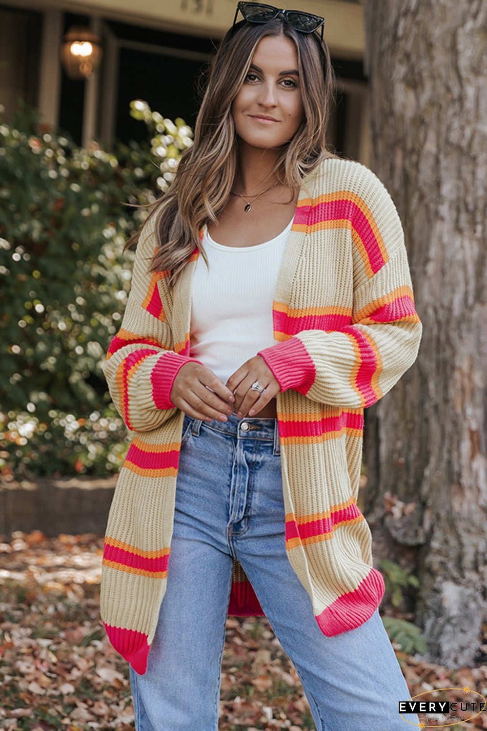 Ribbed Long Knitted Cardigan