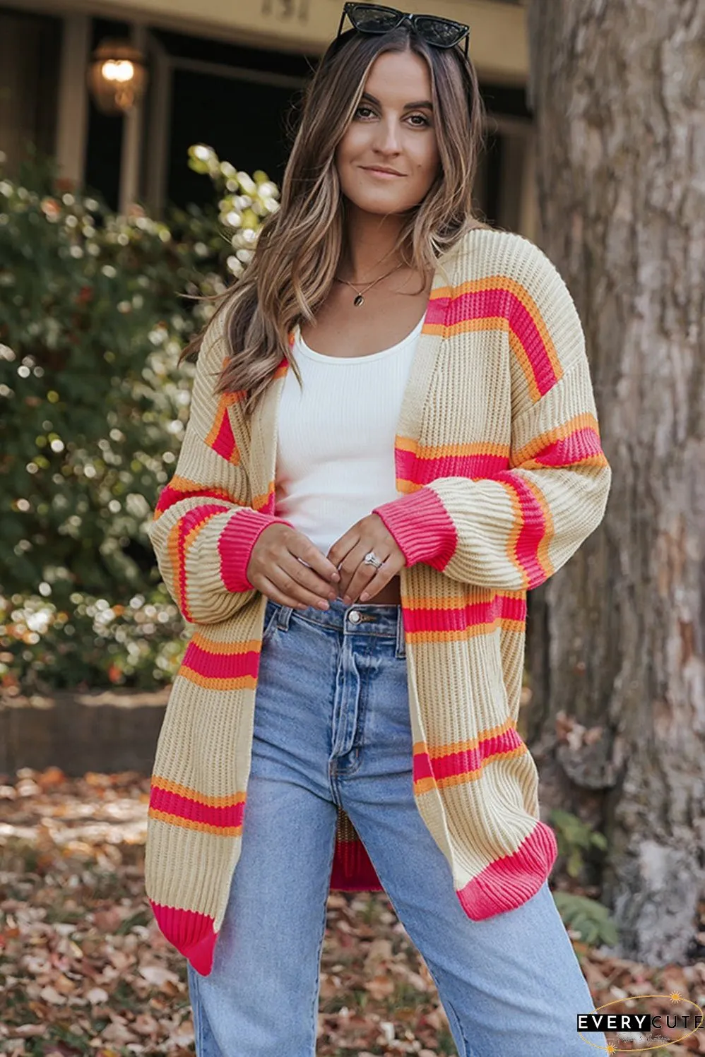 Ribbed Long Knitted Cardigan