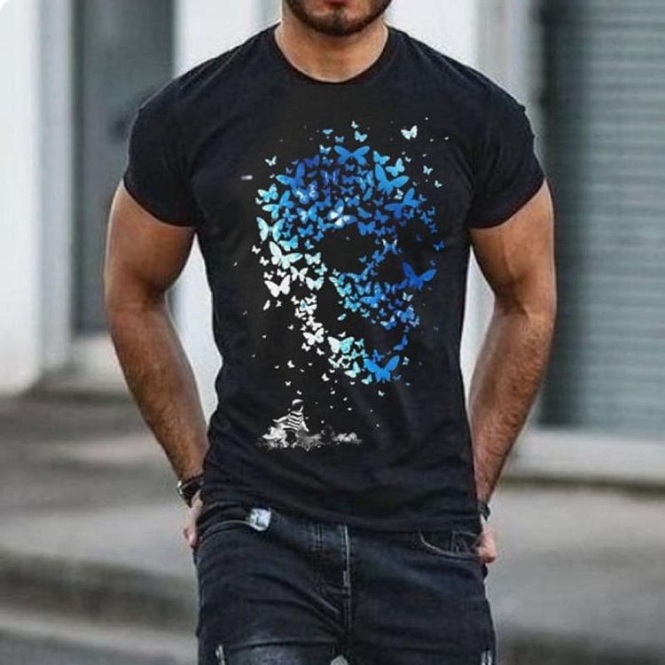 Designer Butterfly Skull Print T-Shirts
