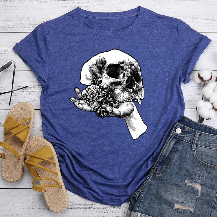 Skull And Hand T-shirt Tee -06280-Annaletters