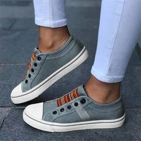 Women plus size clothing Women Casual Colorblock Stitching Canvas Spring Flat Heel Sneakers Shoes-Nordswear