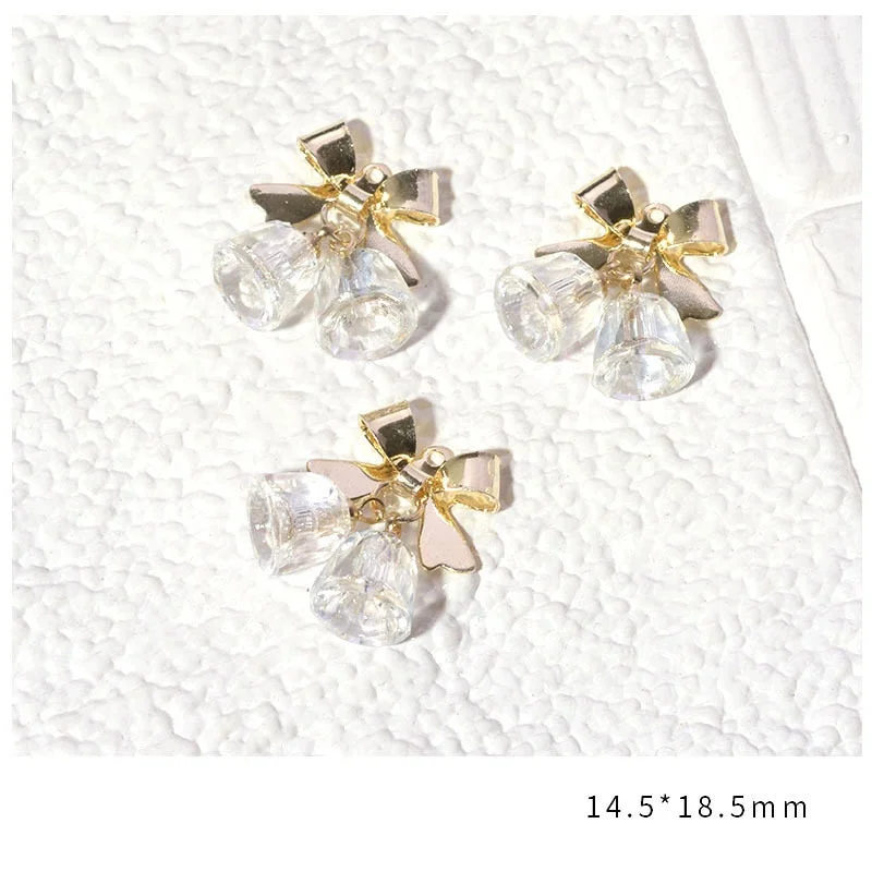 Nail Decoration Elegant Bowknot Bell Alloy Designs 5 pcs/set Nail Tips For Beauty Salons