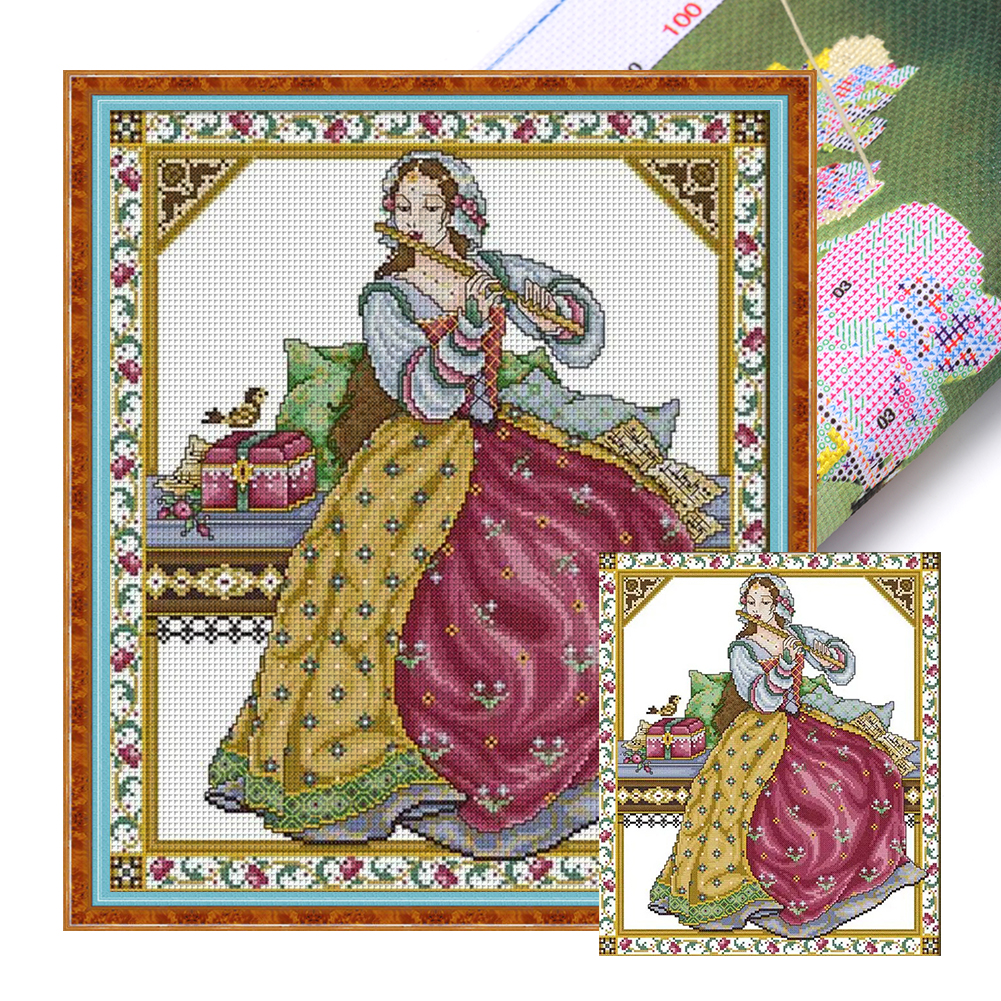 14CT Partial Stamped Cross Stitch Kit - Old Lady (48*28CM