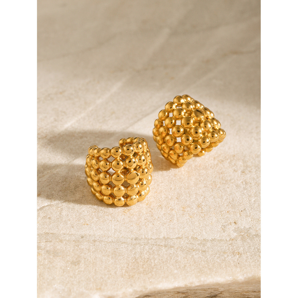 Women IG Style Mesh Stainless Steel Electroplating Clip On Earrings