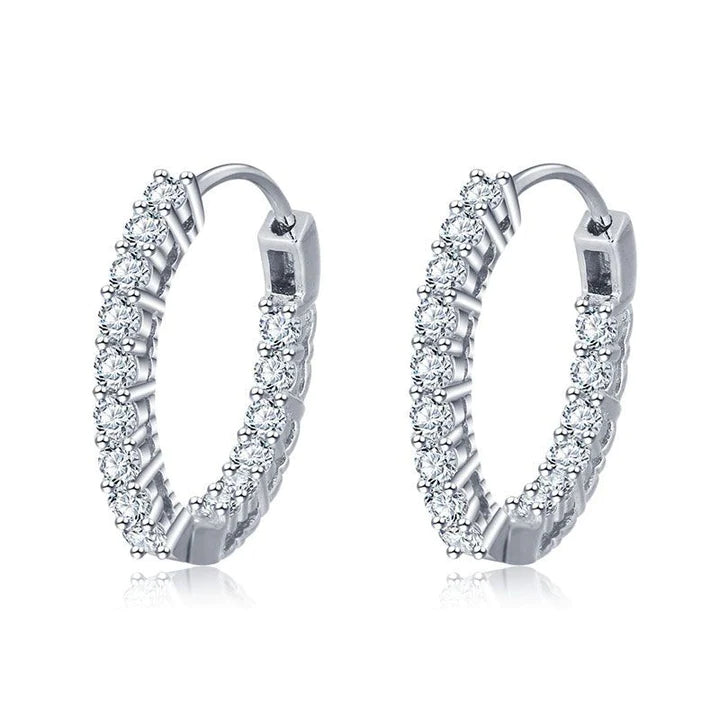 Classic Sterling Silver Moissanite Hoop Earrings