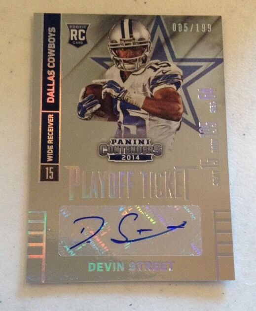 2014 PANINI CONTENDERS DEVIN STREET PLAYOFF TICKET AUTO 5/199 Photo Poster painting VARIATION