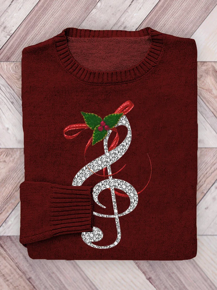 VChics Christmas Music Notes Cozy Knit Sweater