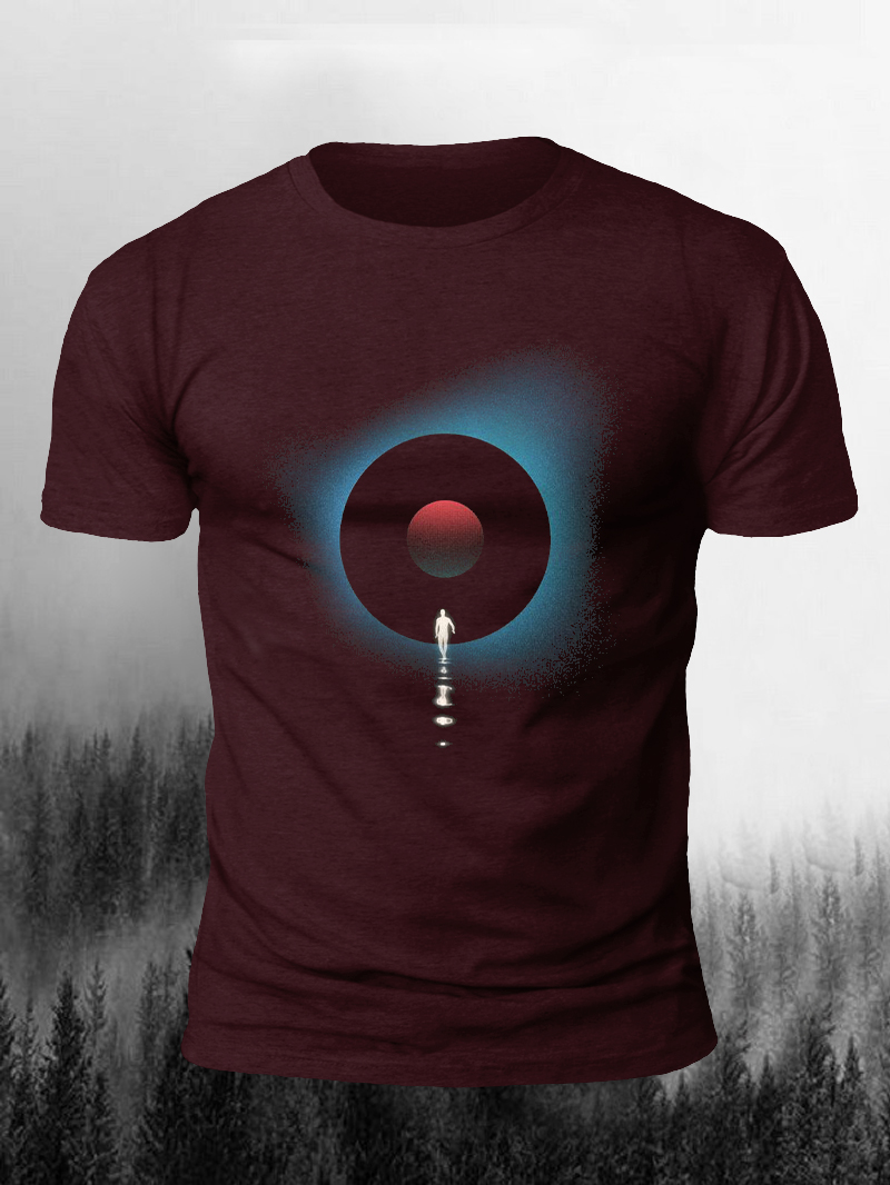 Towards Meridian Line Film Printed Short Sleeve T-shirt