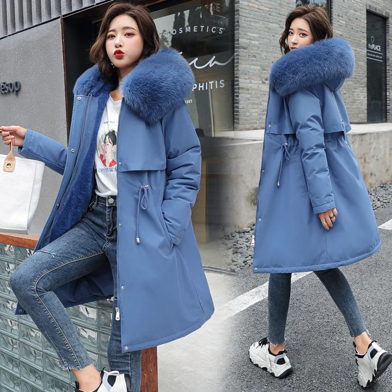 Toloer 2024 Winter New Women's Cotton-Padded Clothes In The Long Big Hair Collar And Wool Cotton-Padded Jacket Down Cotton-Padded Jacket Cotton-Padded Jacket Coat-Outfit Ideas